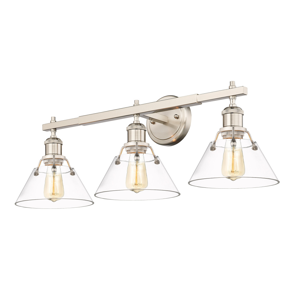Yep by Golden Lighting Orwell 3-light Vanity in Pewter and Clear Glass